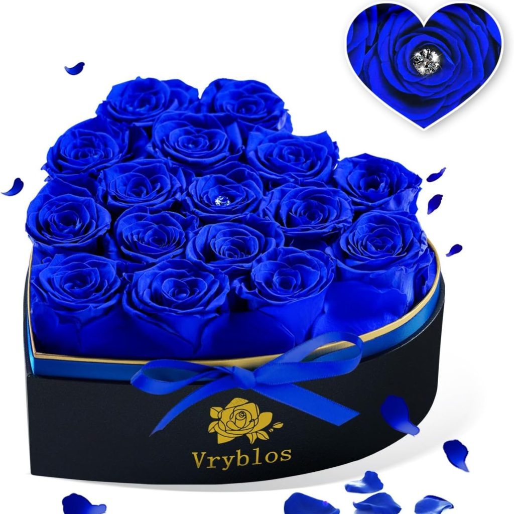 blue rose in a box