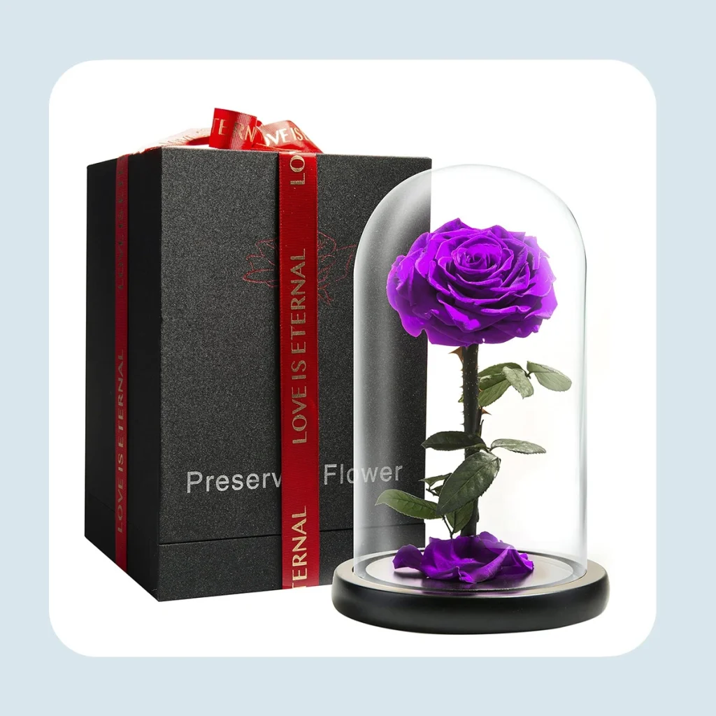 long lasting real flowers in glass dome 3