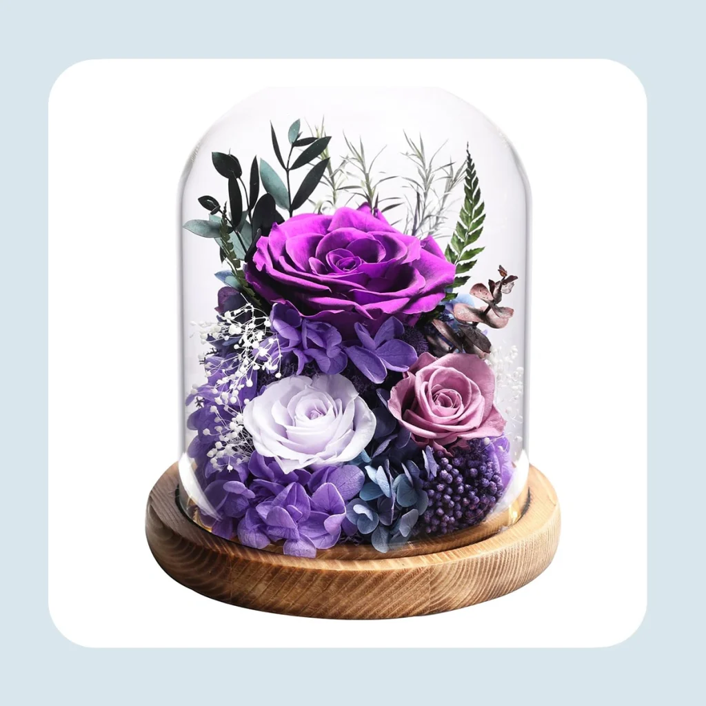long lasting real flowers in glass dome 4