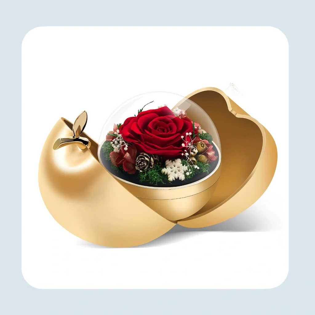 preserved real rose with necklace 2