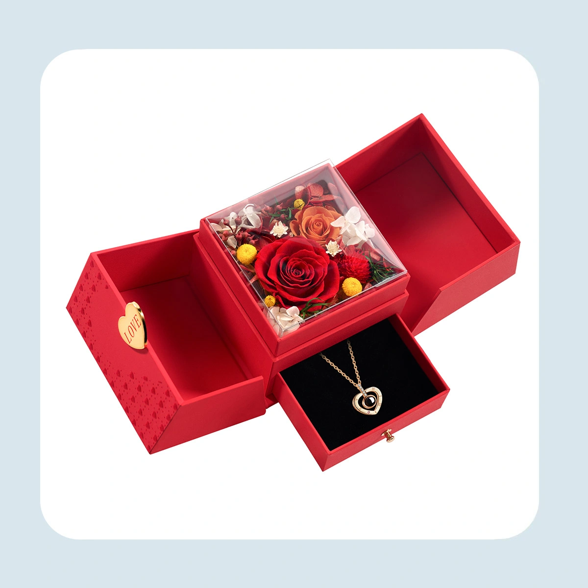 preserved real rose with necklace 5