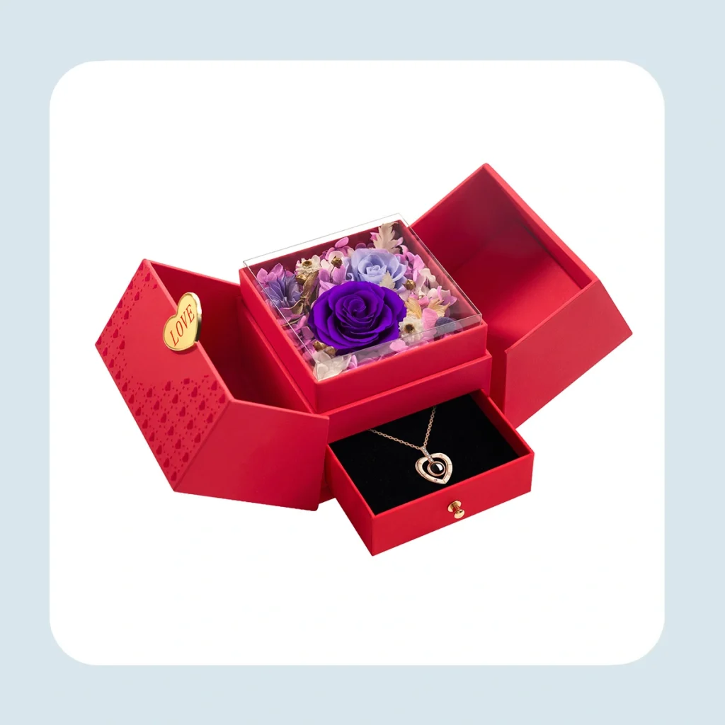preserved real rose with necklace 6