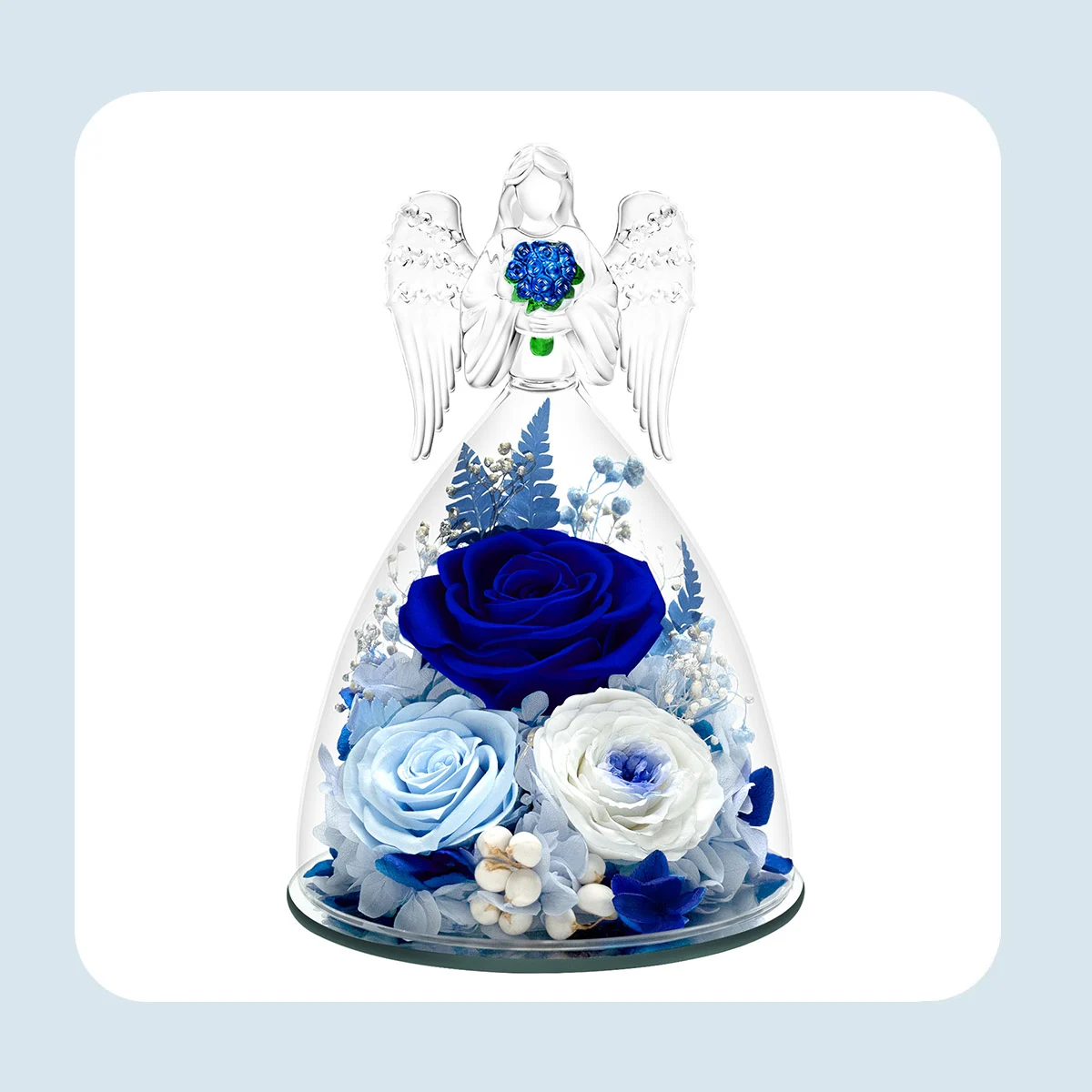preserved rose forever flower in glass angel 2