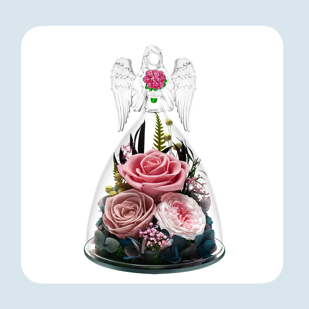preserved rose forever flower in glass angel 3