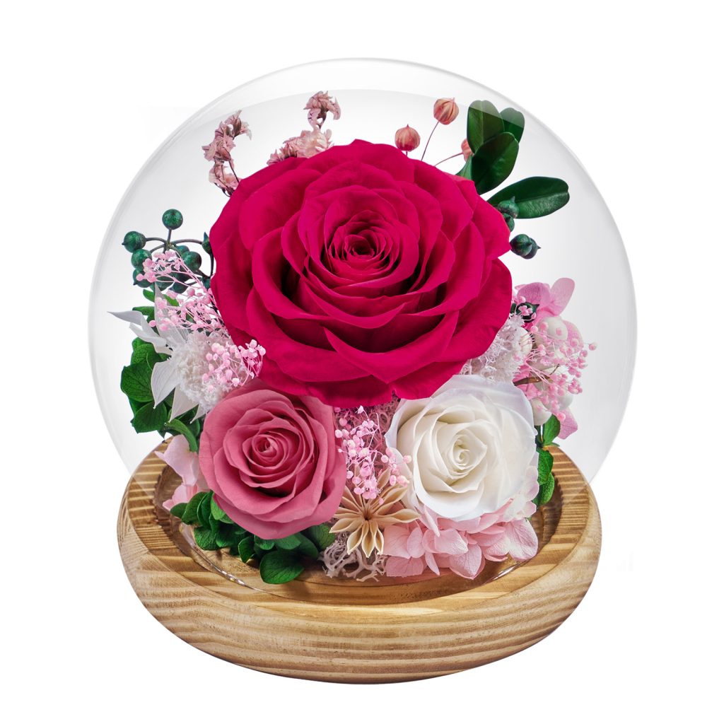 roses in glass