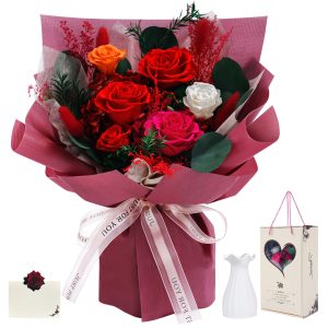 red preserved flower